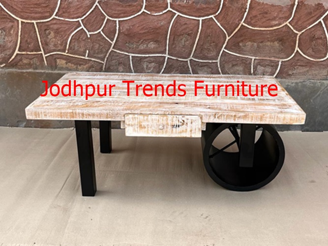 Creative Mini Coffee Tables Rectangular Single Drawer With Wheel