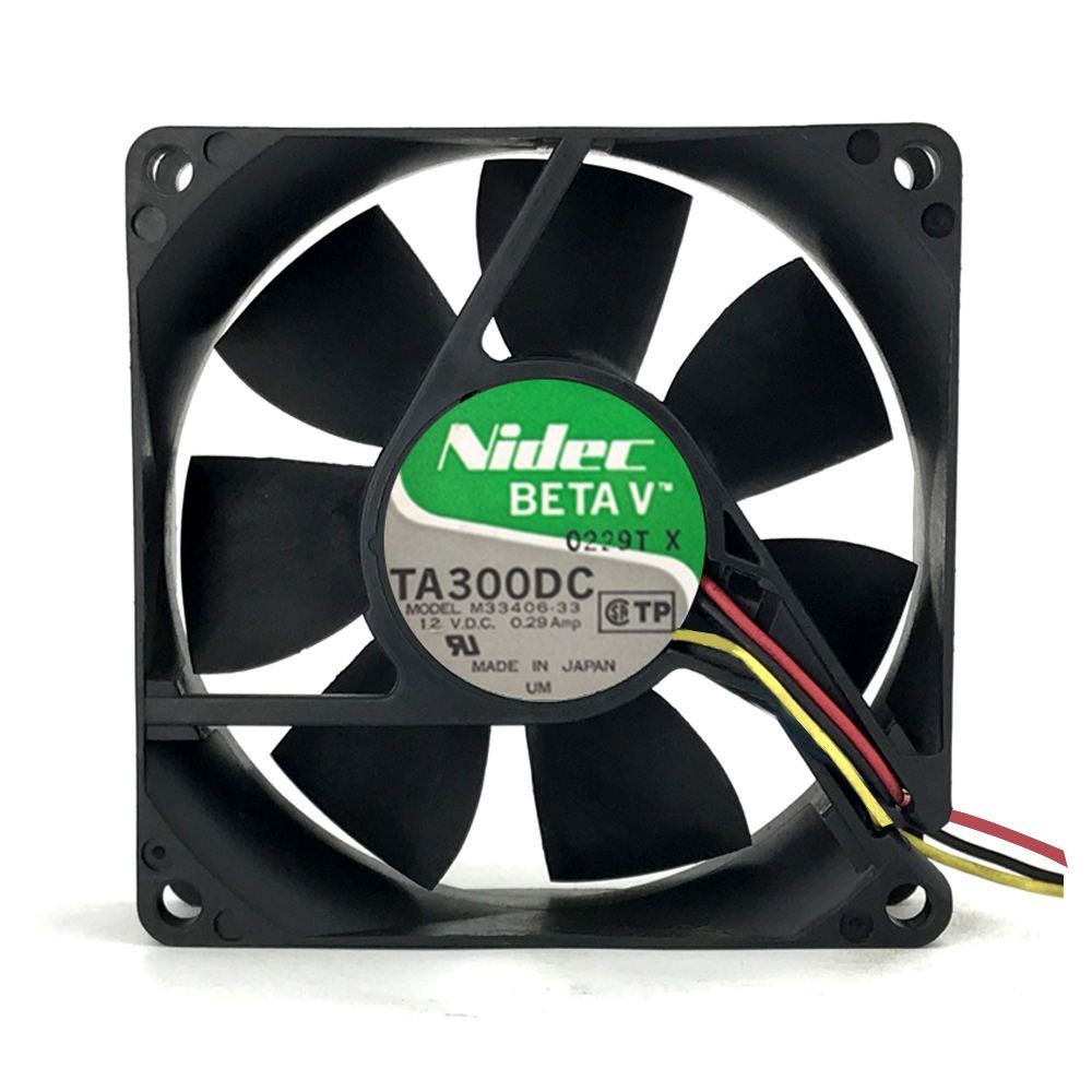 Nidec TA300DC M33406-33 12V DC 0.29A 80x80x25mm 8025 8cm 3-wire 4000RPM 38CFM 3.48W Server Radiator Axial Cooling Fan