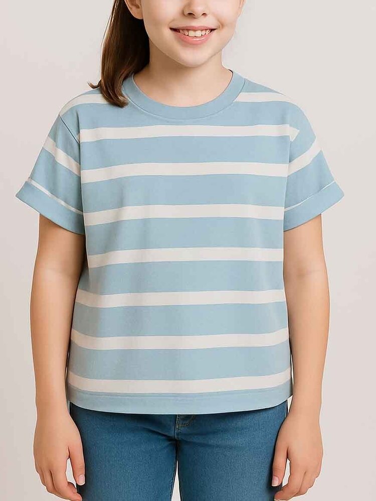 Girls Striped Boxy T-Shirt