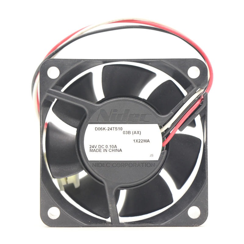 Nidec D06K-24TS10 60*60*25mm 24V DC 0.1A Ball Bearing Cabinet Axial Cooling Fan