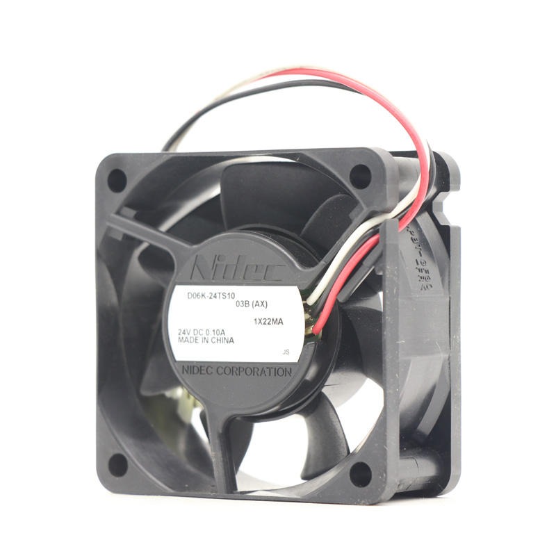 Nidec D06K-24TS10 60*60*25mm 24V DC 0.1A Ball Bearing Cabinet Axial Cooling Fan