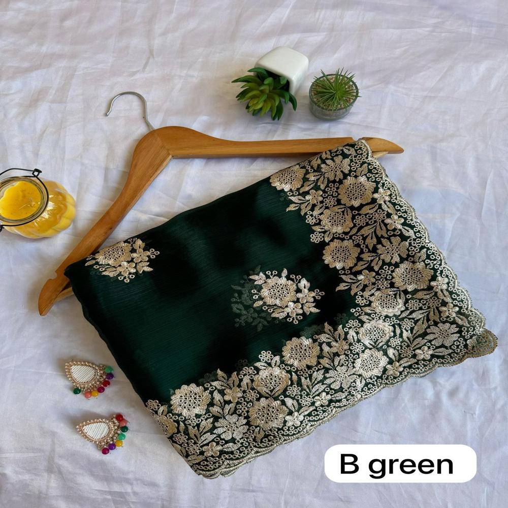 Exclusive Designer Saree - Color: B Green