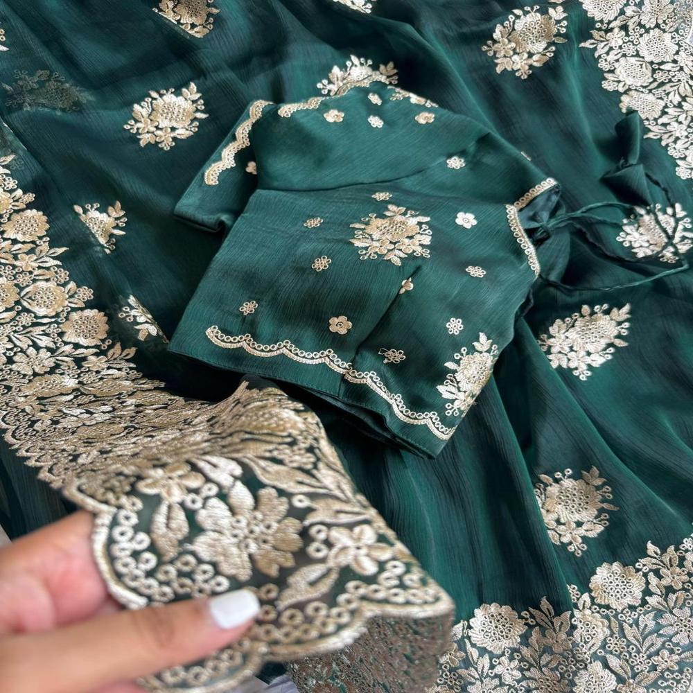 Exclusive Designer Saree - Color: B Green