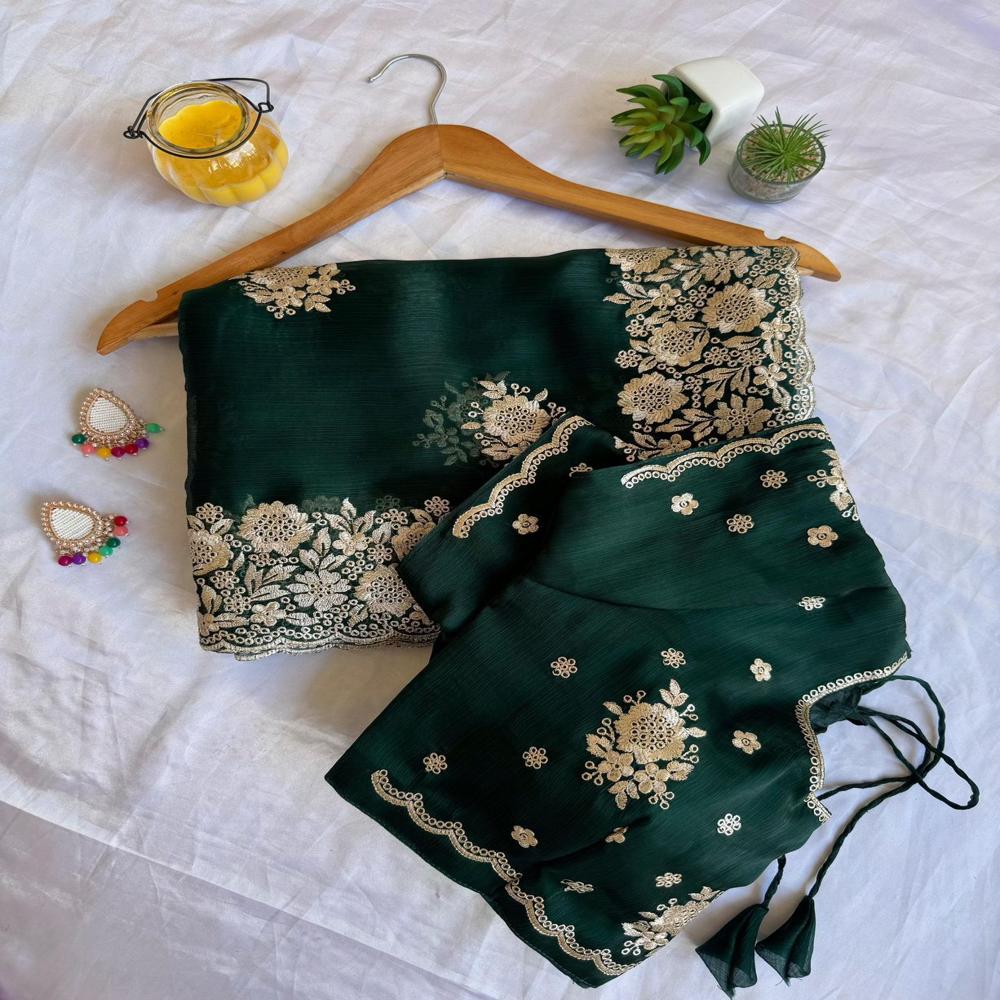 Exclusive Designer Saree - Color: B Green