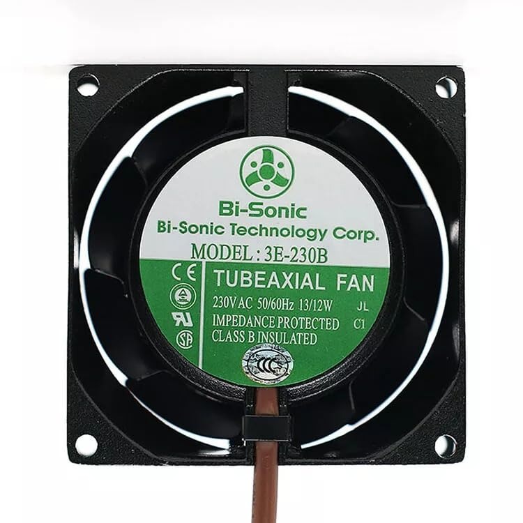Bi-Sonic 3E-230B Axial Fan 230V-50/60Hz 13/12W DC Brushless Air Cooling Fan 2700 RPM 80 * 80 * 38mm 2Wire (Metal)