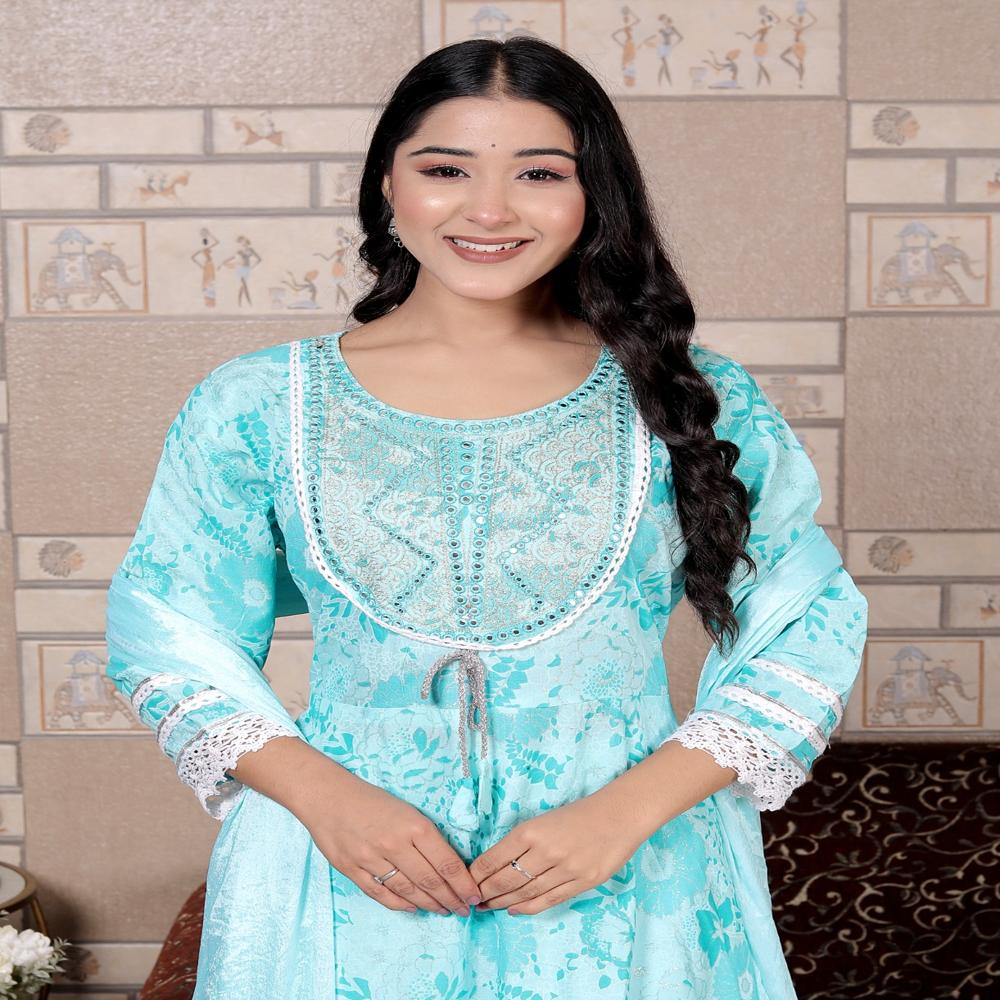 Anarkali Kurti - Color: Pink & White
