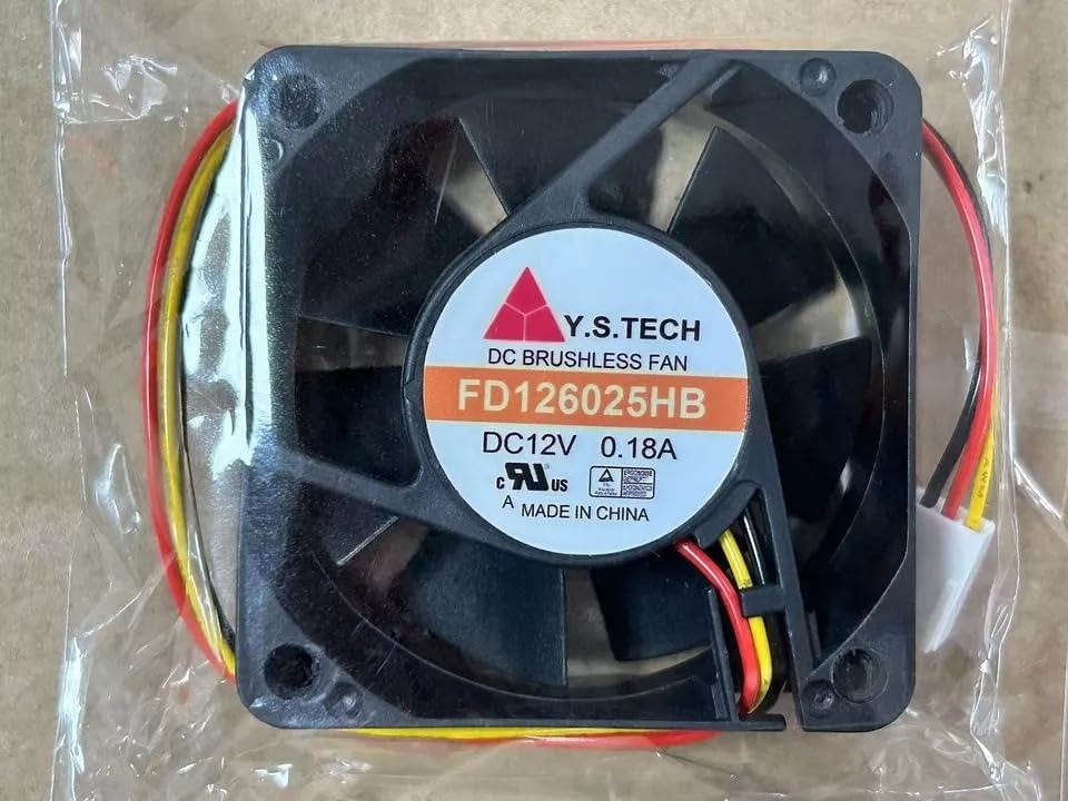 Y.S.TECH FD126025HB Axial Fan 12V-0.18A DC Brushless Air Cooling Fan 3500 RPM 60 * 60 * 25mm 3Wire