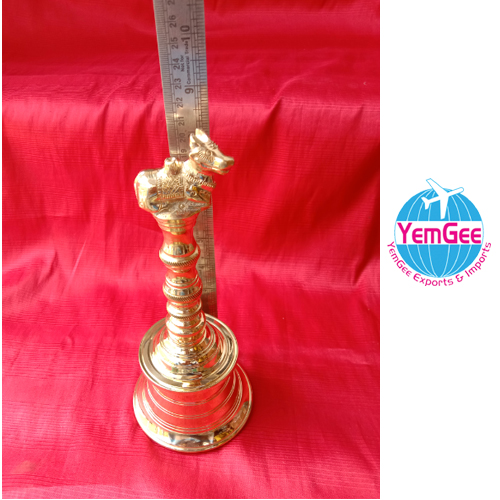 Hand Bell - High-quality Brass, Various Sizes 0.750-1.5 Kgs, Elegant Golden Hue, Ideal For Pooja & Religious Rituals, Warranty Included