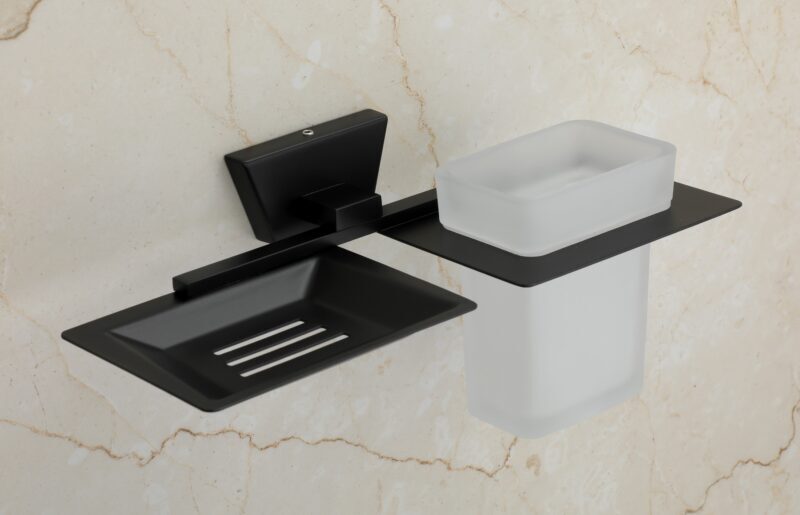 Abm-509 Soap Dish - Tumbler Holder - Color: Black