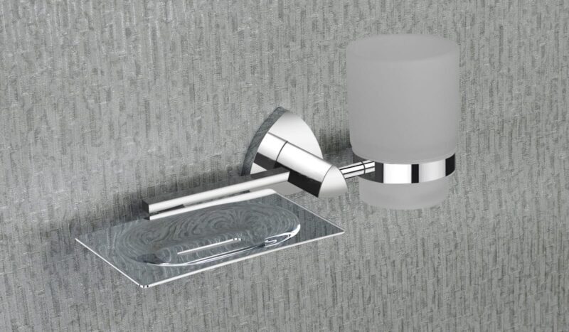 D-709 Soap Dish - Tumbler Holder - Color: Silver