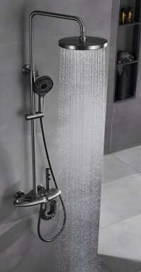 Xy-110 Thermostatic Gray Rain Shower System - Color: Black