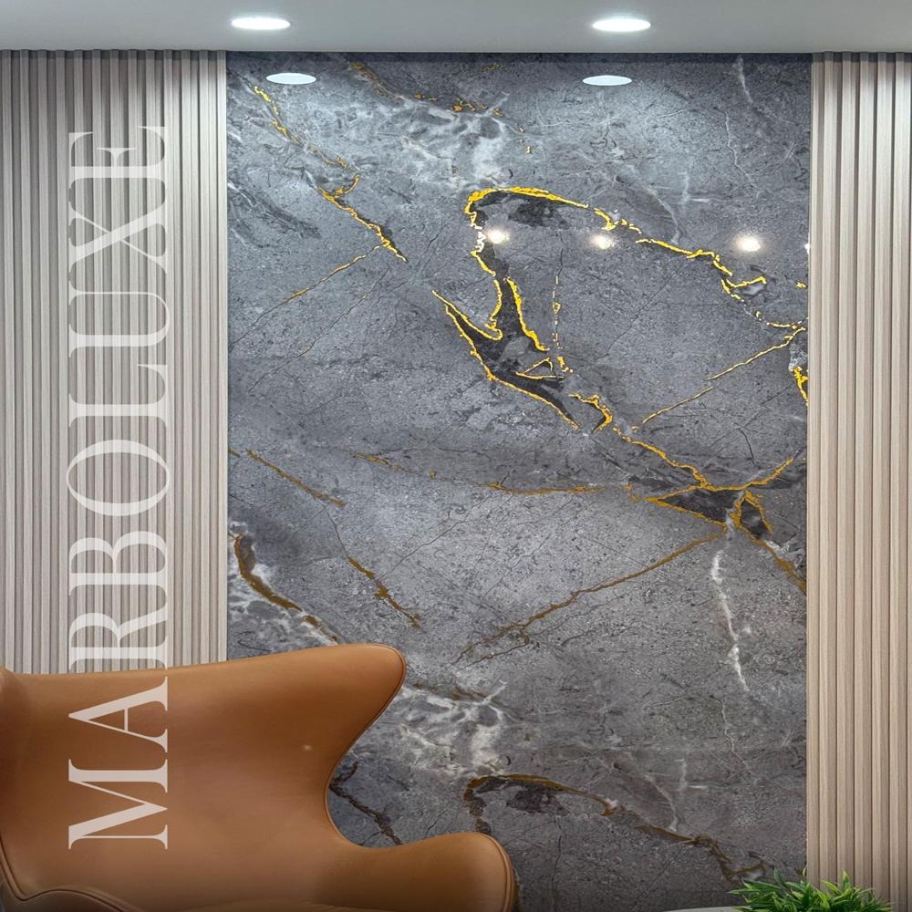 Spc/pvc/ Bamboo Marble Sheet With Gold Inlay - Color: Multi Color