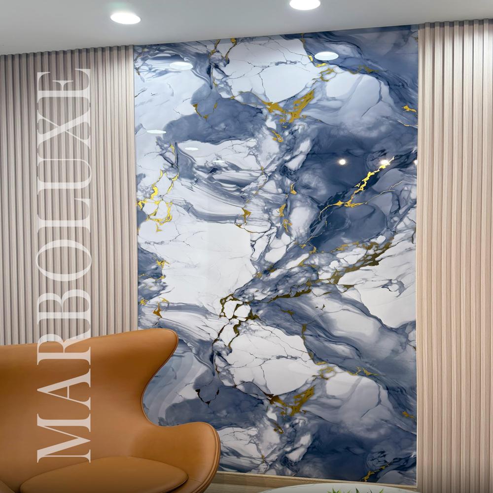 Spc/pvc/ Bamboo Marble Sheet With Gold Inlay - Color: Multi Color