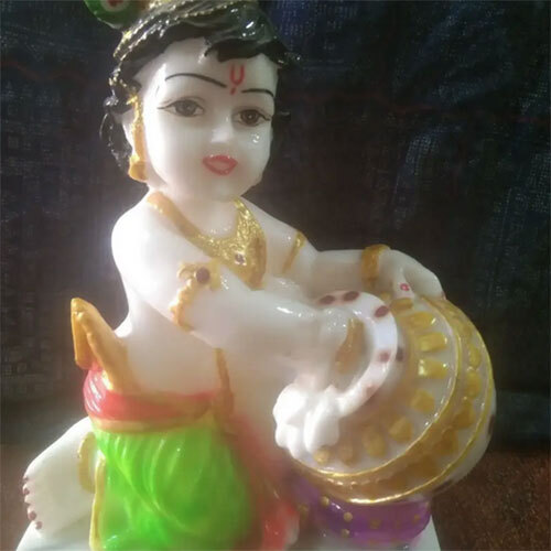 10 Inch Laddu Gopal In Dust Marble - Color: White