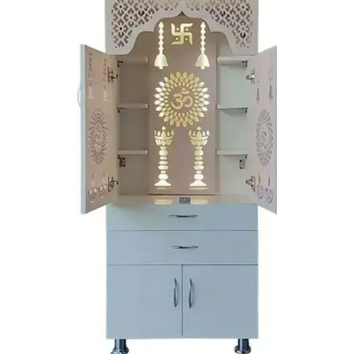 White Home Temple with branded Led Lights and Hydraulic Doors