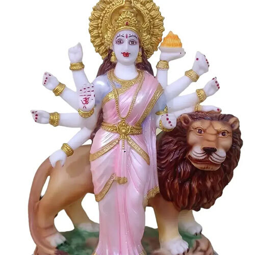 15 Inch Durga Statue In Dust Marble - Color: Multicolor