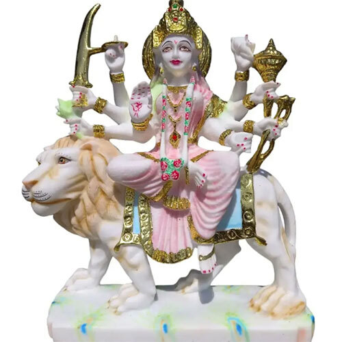 16 Inch Durga Statue In Dust Marble - Color: Multicolor