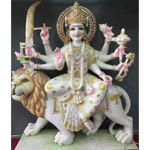 Beautiful Durga Maa In Marble - Color: Multicolor