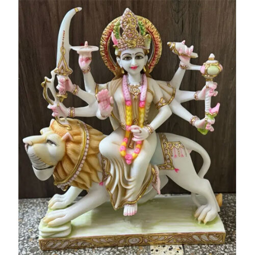 Beautiful Maa Durga In Marble - Color: Multicolor