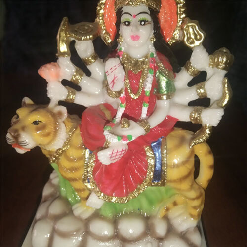 Durga Statue In Dust Marble 11 Inch