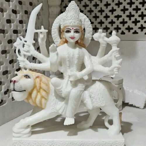 Durgaa Maa In Pure White Marble - Features: High Quality