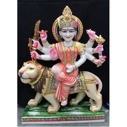 Maa Durga In Marble - Color: Multicolor