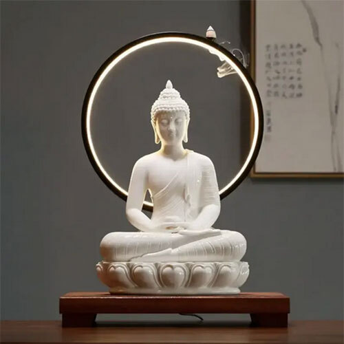 24 Inch White Marble Budhha Statue