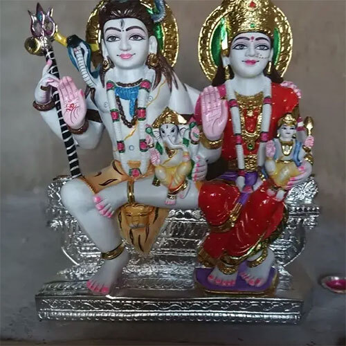 3 Ft Shiv Parivar In Marble - Color: Multicolor
