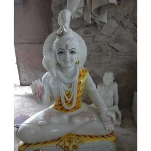 27 Inch White Marble Shiv Ji - Color: Multicolor
