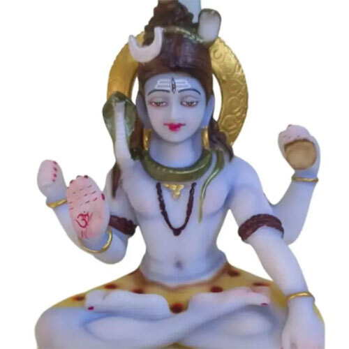 13 Inch Shiv Statue In Dust Marble - Color: White