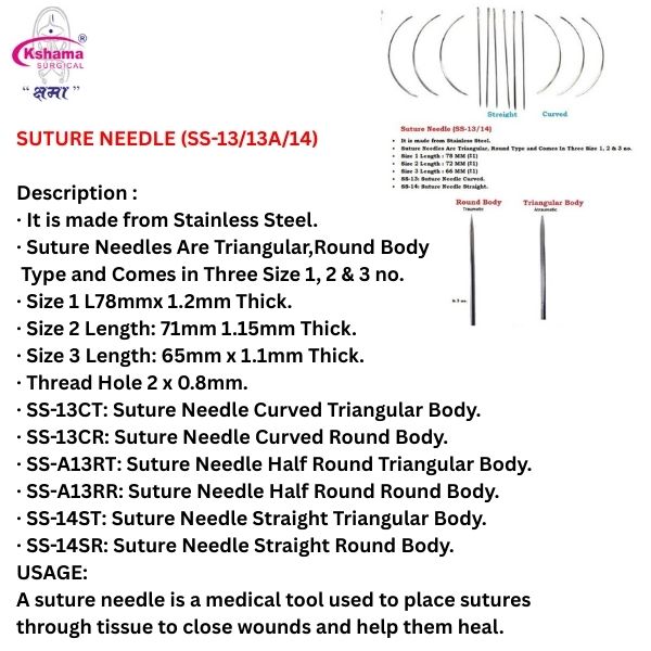 Suture Needle I Stainless Steel (Pack Of 6 X 6 = 36 Pcs) - Application: Veterinary Purpose