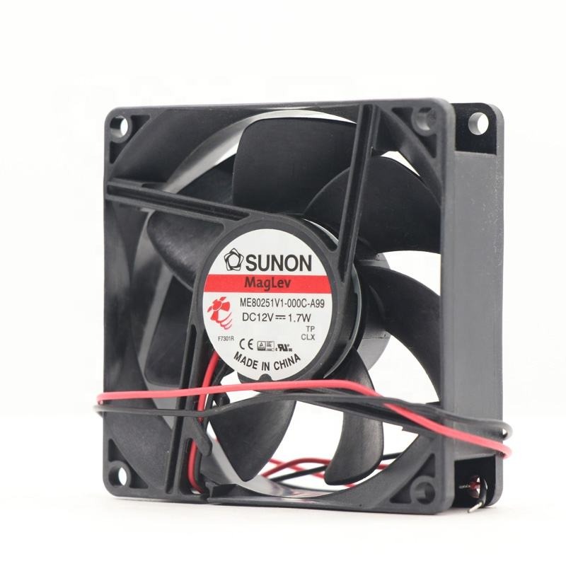 SUNON ME80251V1-000C-A99 12V DC 1.7W 8CM 8025 80x80x25mm 69.7m3/h 33dBA 2 Wire Leads Inverter Silent Axial Cooling Fan