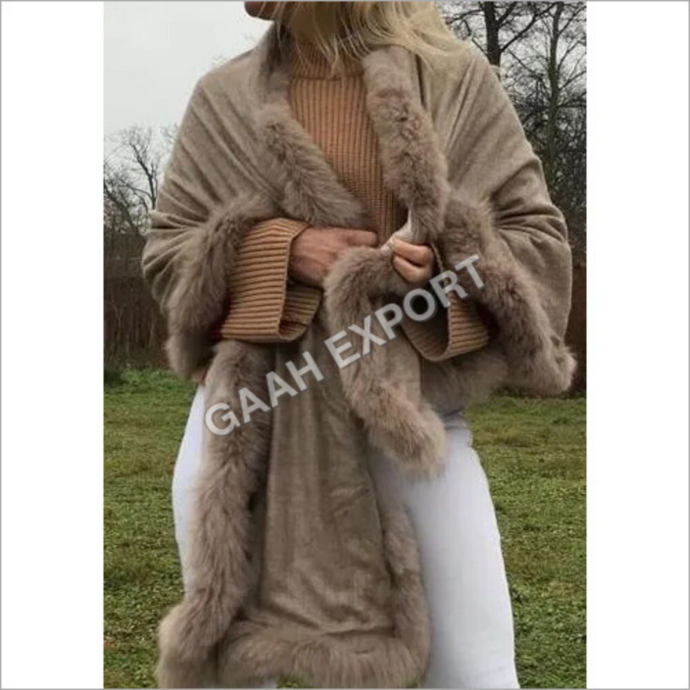 Cashmere Fur 4 Side Reversible Shawls - Color: Required Based
