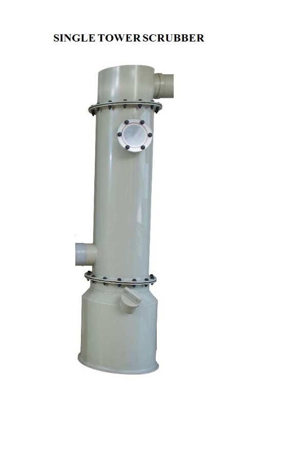 Pp Scrubber - 80 Ltr Capacity, Water Cooling, Pp Three Tower Design | Efficient Fume Removal, Acid Gas Treatment, Custom Configurations