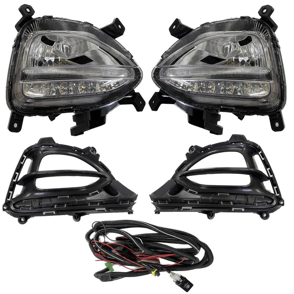 K D Fog Led Lamp Set For Hyundai I20 Elite 2018-2020 Drl With Bulb & Indicator (pair) Complete Kit - Body Material: Plastic