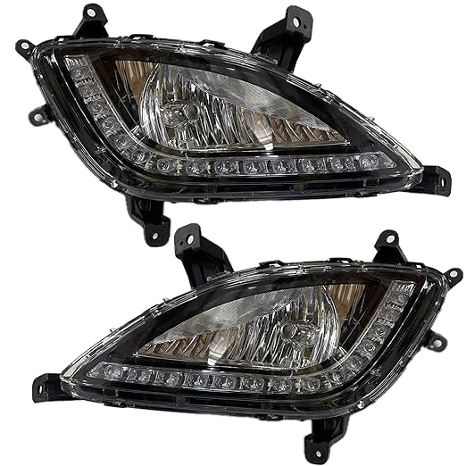 K D Fog Lamp Set For Hyundai I20 With Drl LED Indicator (Pair) Complete Kit (2012-2014) Type 2