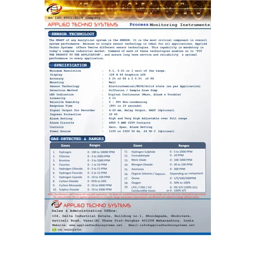 Hydrogen Sulphide (H2s) Gas Detector - Automation Grade: Semi-automatic
