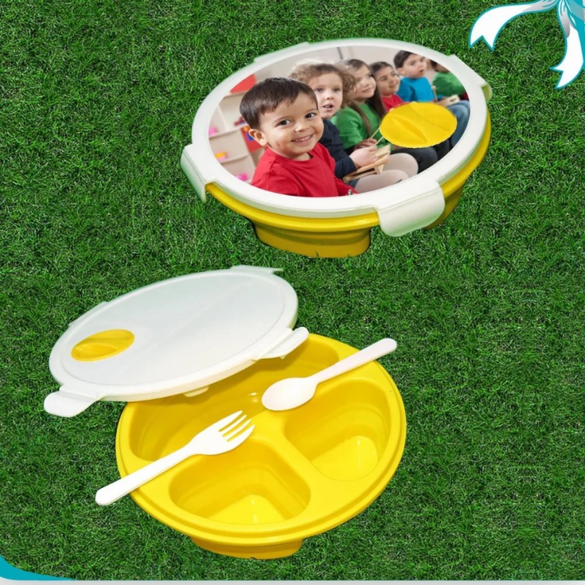 Round Sublimation Plastic Lunch Box Kids Lunch Box, 3