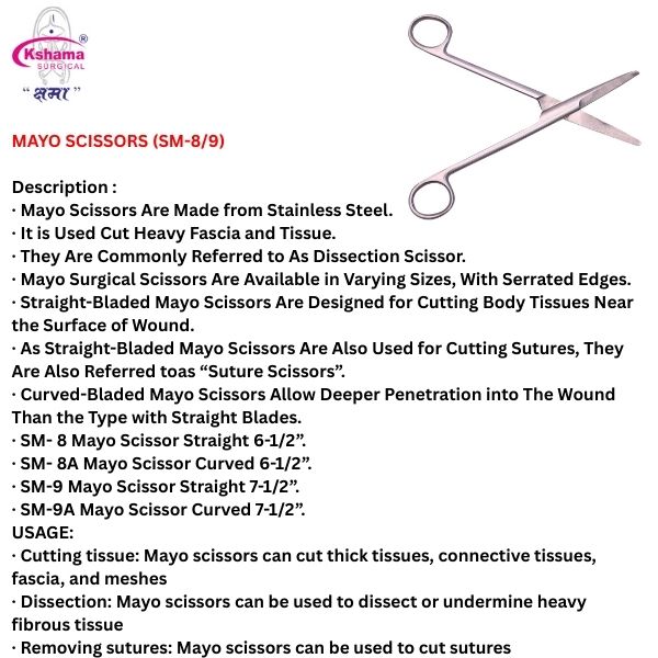 Mayo Scissors I Surgical Instrument Rust Proof Ss (1 Pcs) - Color: Silver