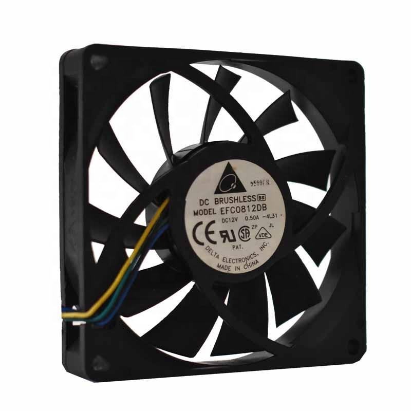 Delta EFC0812DB 12V DC 0.5A Four-wire 8015 80x80x15mm 8cm PWM Intelligent Temperature Control CPU Chassis Axial Cooling Fan