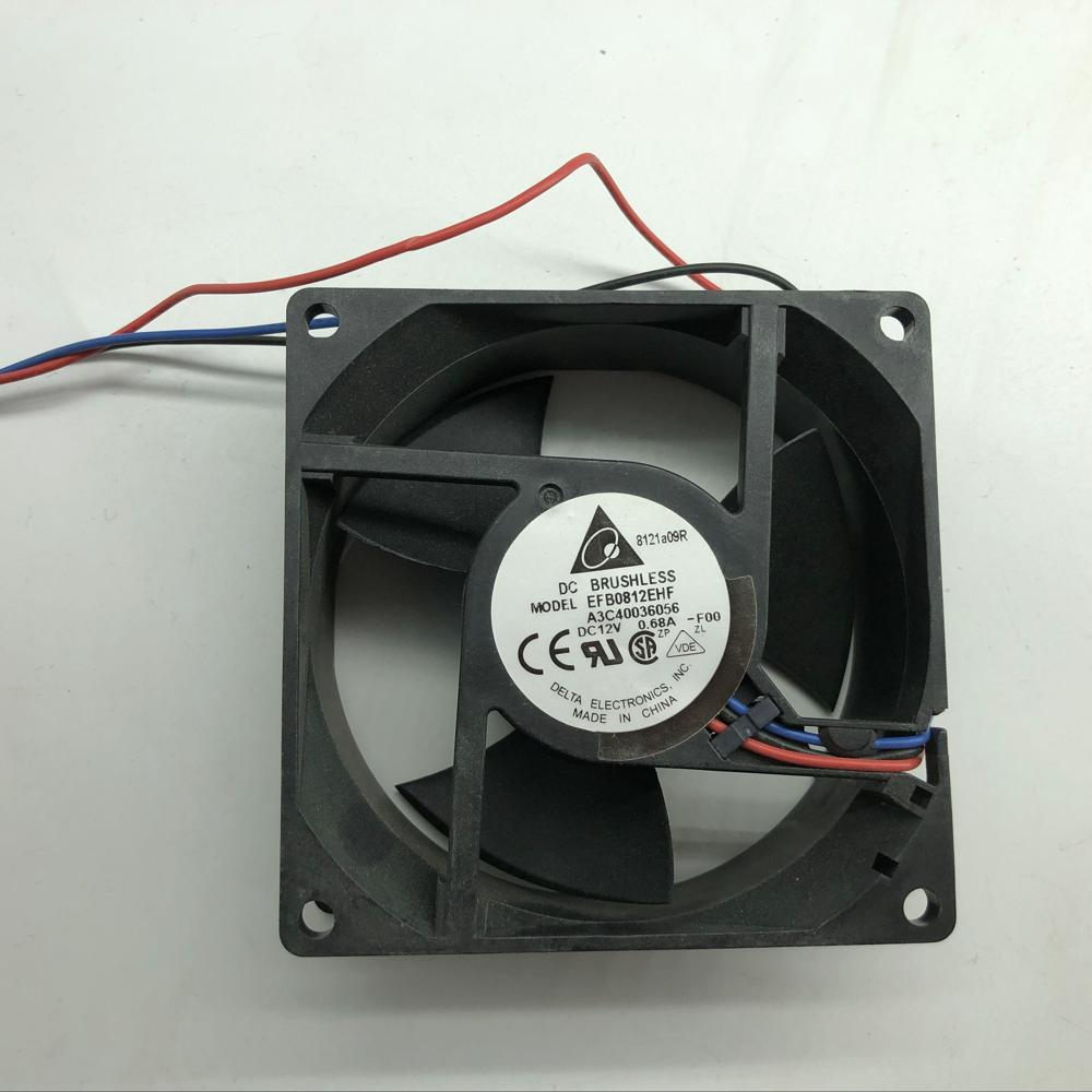 Delta 8032 Efb0812ehf 12v Dc 0.68a 80x80x32mm 4100rpm Double Ball Bearing Power Supply Server Axial Cooling Fan - Color: Black