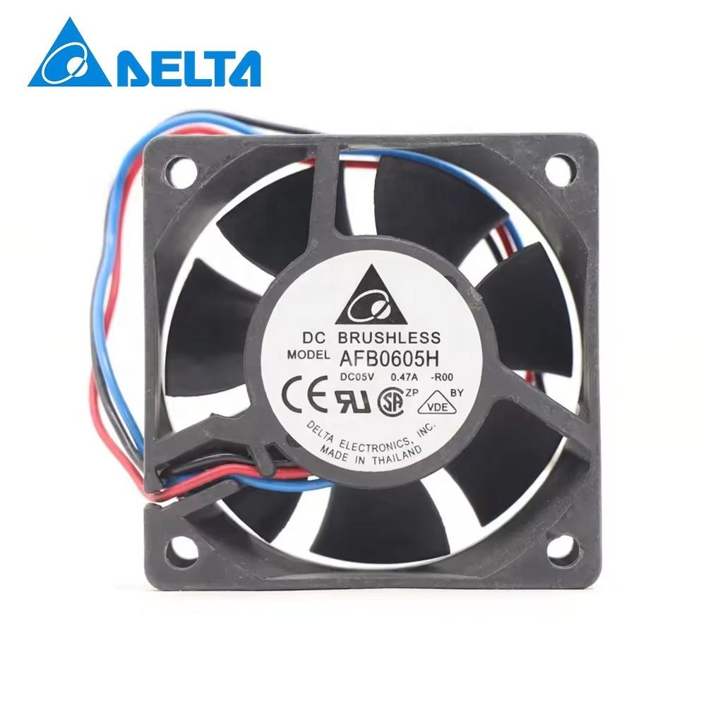Delta AFB0605H AFB0605H-R00 6cm 60X60X25mm 5V DC 0.47A 15.4 CFM 4000RPM Double Ball Bearing Network Box USB Axial Cooling Fan