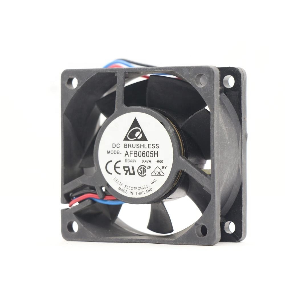 Delta AFB0605H AFB0605H-R00 6cm 60X60X25mm 5V DC 0.47A 15.4 CFM 4000RPM Double Ball Bearing Network Box USB Axial Cooling Fan