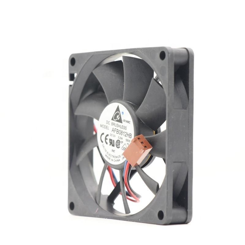Delta 12V DC 0.20A AFB0812HB 8cm 80x80x15mm 1.68W 3100RPM 33.5CFM Double Ball Bearing Server Axial Cooling Fan