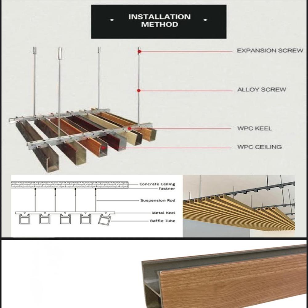 Facelift Wpc Baffle Ceiling And Tubes - Color: Multi Color