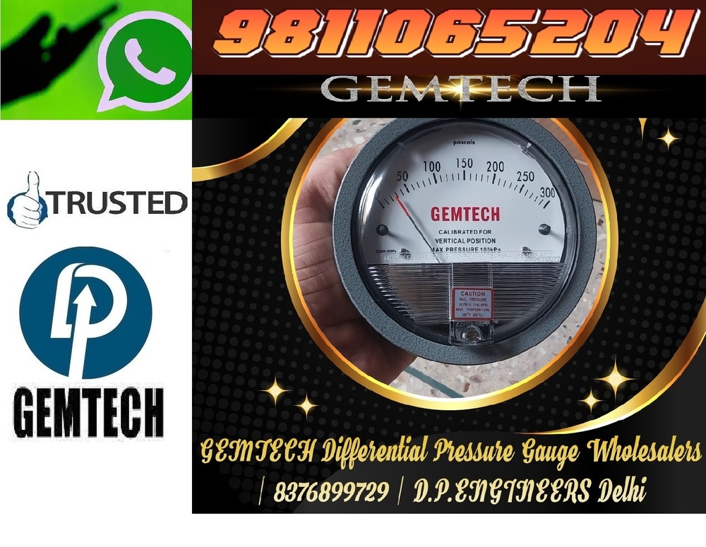 Across Popular Cities'Industrial area Kakinada GEMTECH Differential Pressure Gauge' Wholesaler- D.P.ENGINEERS