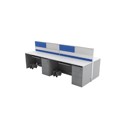 4 Person Back To Back Linear Workstation - Color: Grey