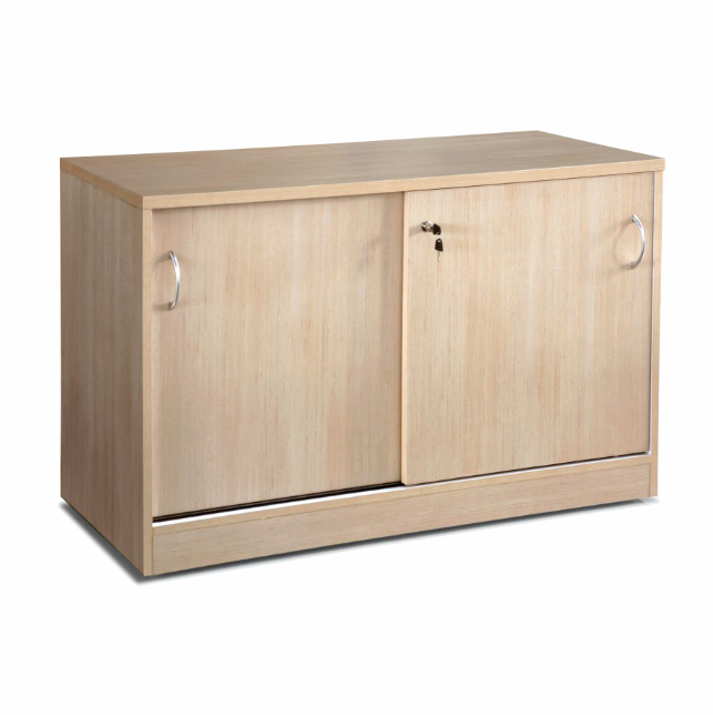 Sliding Shutter Pedestal Storage Cabinet - Color: Brown