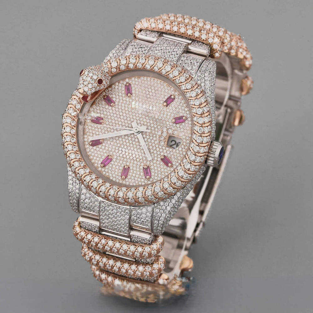 Iced Out VVS Diamond Arabic Watch Moissanite Men's Dianond Watch
