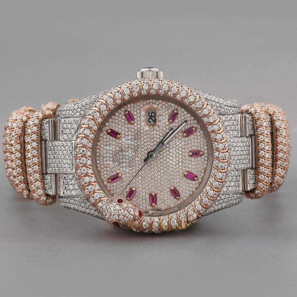 Iced Out VVS Diamond Arabic Watch Moissanite Men's Dianond Watch